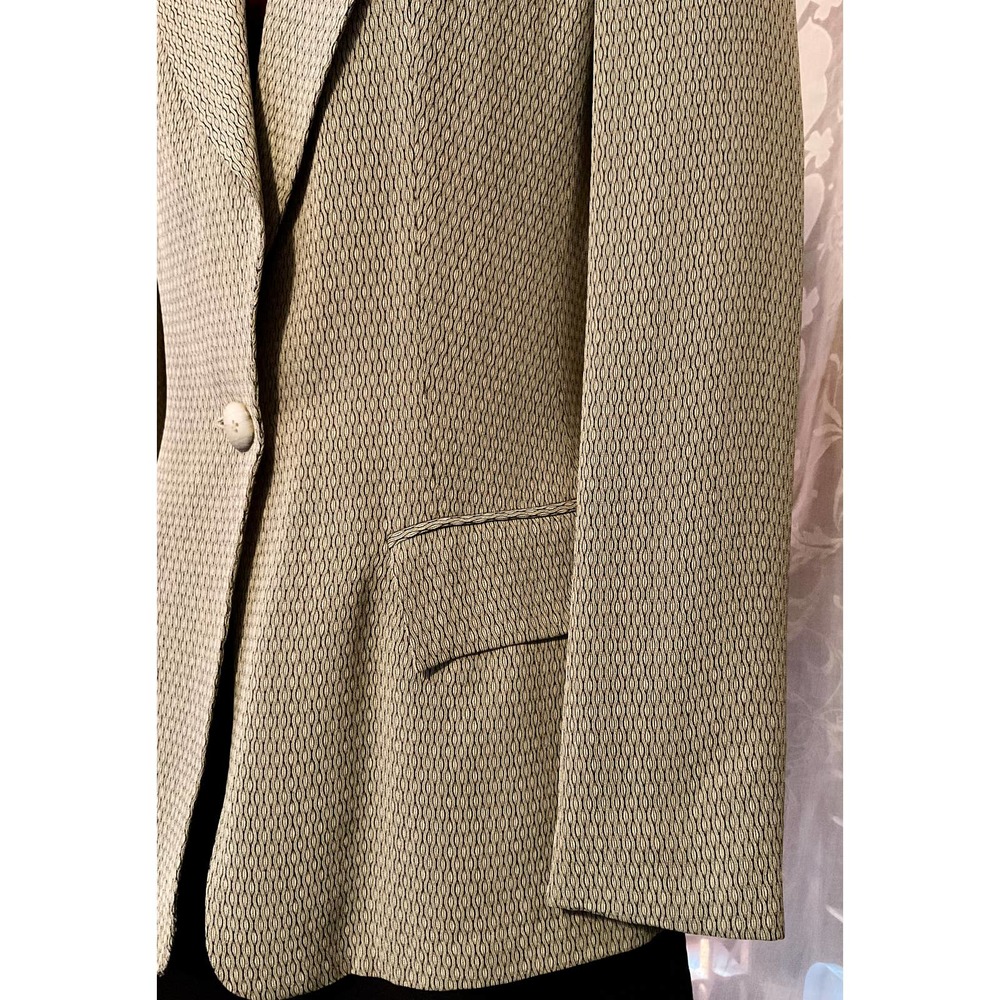 Vintage Y2K Like New Kenar Designer Blazer Jacket  Sz.4 Olive Green/black silky - Picture 2 of 12